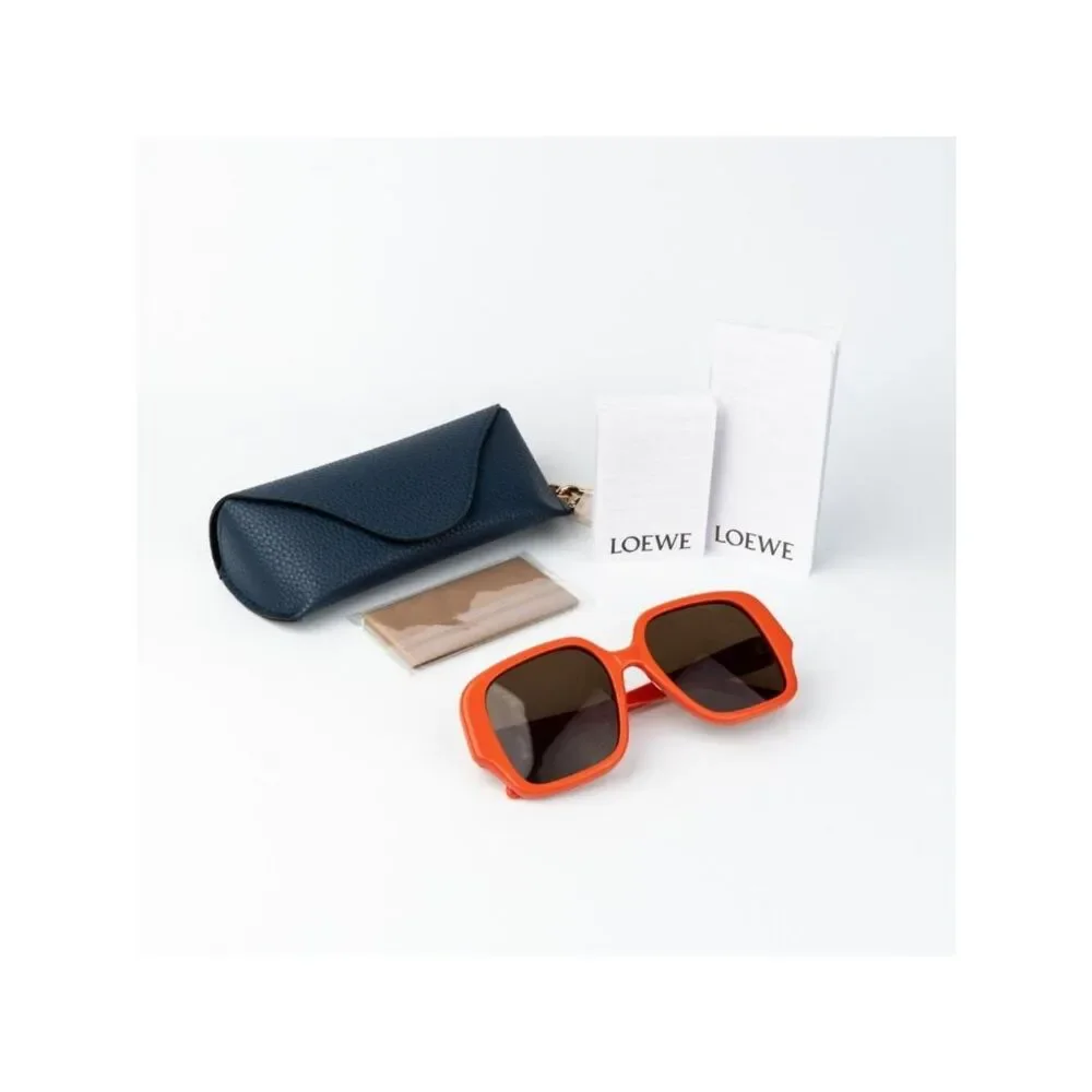 Loewe Women Sunglasses Orange Brown Square LW40134U 42E NEW AUTHENTIC